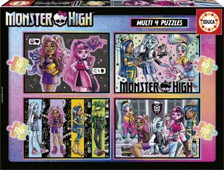 puzzel - Monster High - 4 in 1 puzzels 50-80-100-150 van Educa, editie Meerkleurig – doos 1 van 2