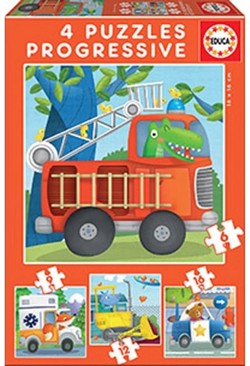Puzzel - Rescue Patrol - progressieve puzzel - 4 puzzels van 12-16-20-25 stukjes - Legpuzzel voor kinderen från Educa, utgåva Flerfärgad – kartong