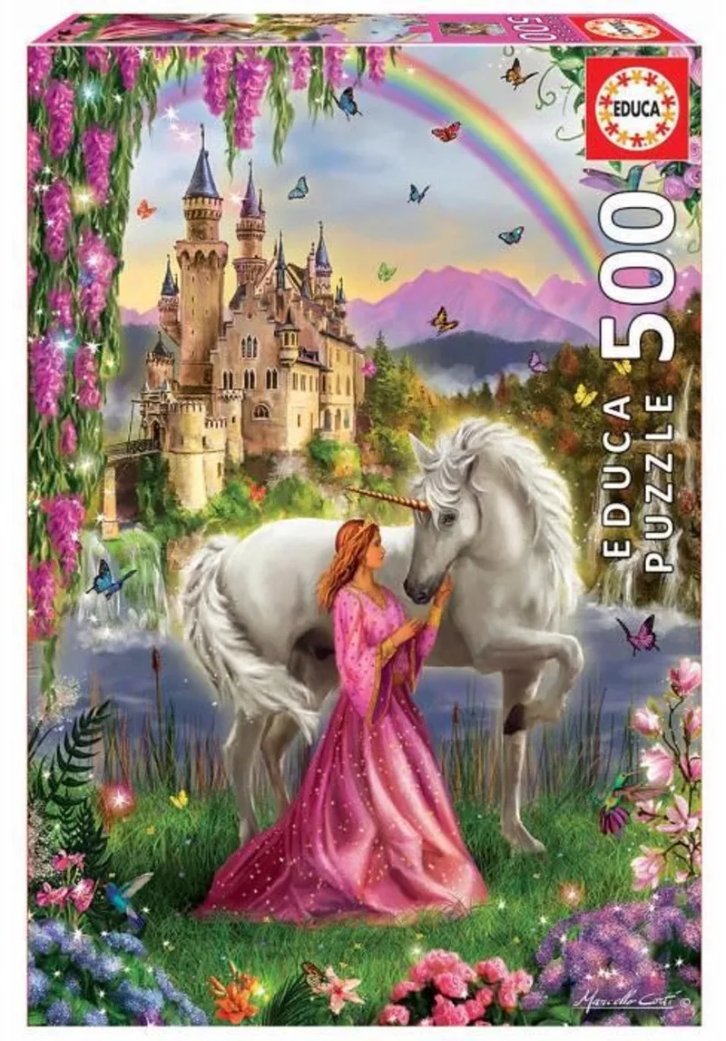 Puzzel - Sprookjes en Unicorn - 500 stukjes - Legpuzzel van Educa, editie Meerkleurig – doos