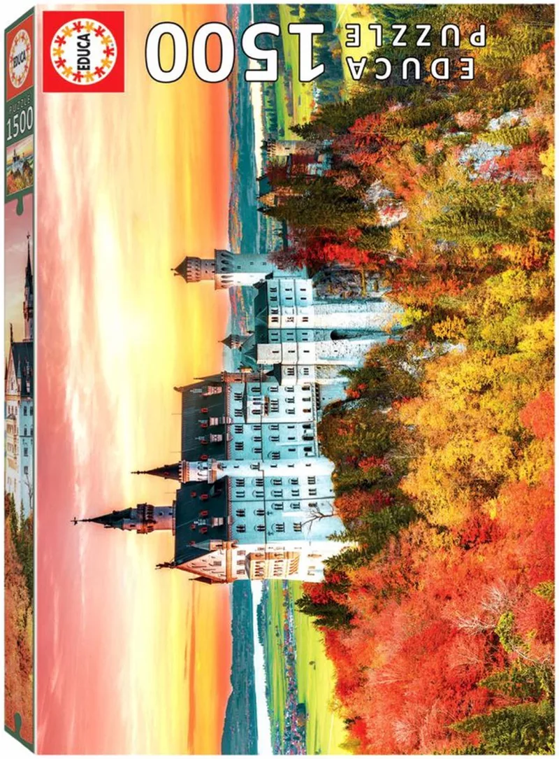 Puzzel Steden en Dorpen 1500 stukjes Herfstpanorama in Neuschwanstein van Educa, editie Meerkleurig – doos