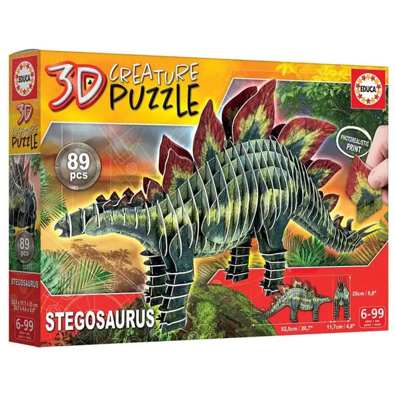 puzzel Stegosaurus 3D karton speelgoed voor kinderen. van Educa, editie Meerkleurig – doos 5 van 5