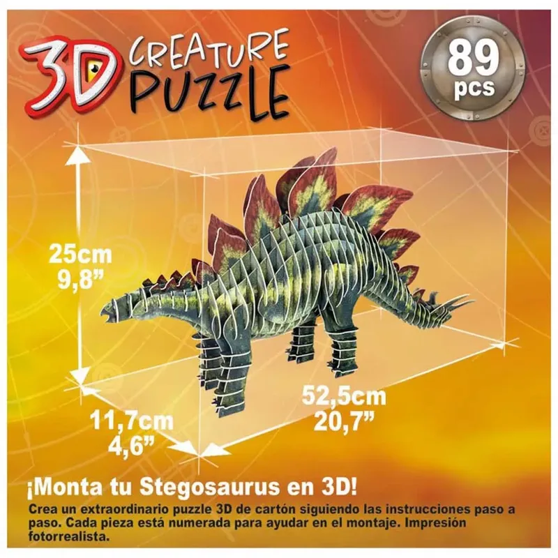 puzzel Stegosaurus 3D karton speelgoed voor kinderen. van Educa, editie Meerkleurig – doos 4 van 5