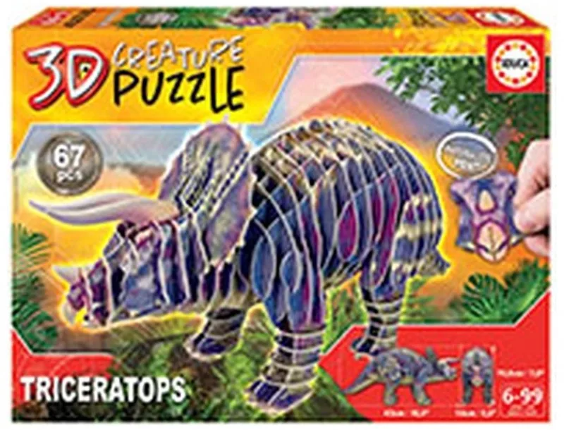 puzzel Triceratops 3D kartonnen speelgoed puzzel. van Educa, editie Meerkleurig – doos