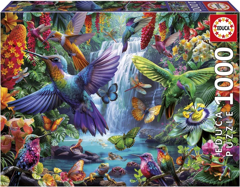 Puzzel - Tropische Kolibries - 1000 stukjes - Legpuzzel van Educa, editie Meerkleurig – doos