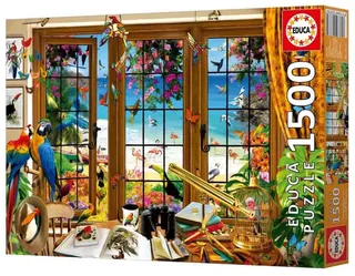 puzzel vogelaars raam 1500 stukjes legpuzzel karton. van Educa, editie Meerkleurig – doos 1 van 5