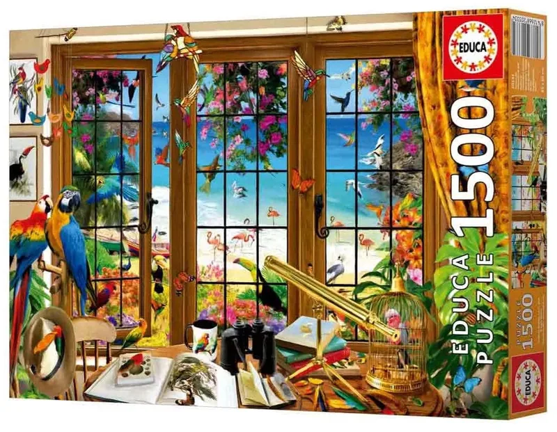 puzzel vogelaars raam 1500 stukjes legpuzzel karton. de Educa, édition Multicolore – boîte