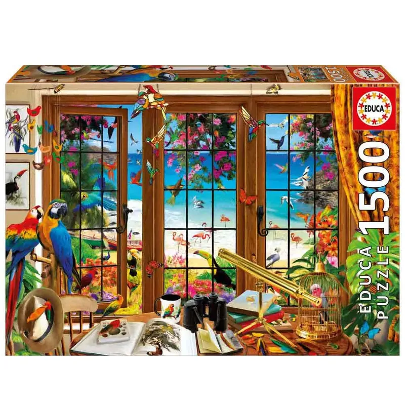 puzzel vogelaars raam 1500 stukjes legpuzzel karton. van Educa, editie Meerkleurig – doos 2 van 5