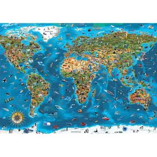 Puzzel - Wereld wonderen - wereldkaart - 1000 stukjes - Legpuzzel von Educa, Ausgabe Mehrfarbig – Schachtel 3 von 3