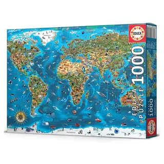 Puzzel - Wereld wonderen - wereldkaart - 1000 stukjes - Legpuzzel von Educa, Ausgabe Mehrfarbig – Schachtel 2 von 3