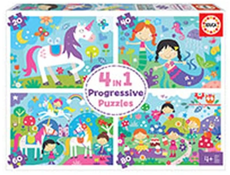 puzzelset fantasievrienden - 4-in-1 kinderpuzzels karton. from Educa, Multicolour edition – box