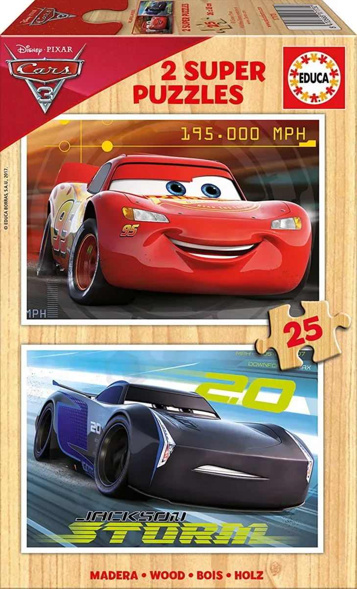 Puzzle 2 Puzzles en Bois - Cars - 10 à 25 pièces de Educa – boîte