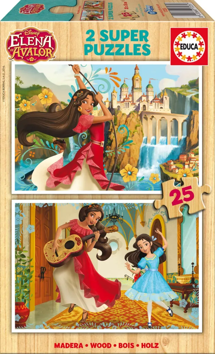Puzzle 2 Puzzles en Bois - Elena d'Avalor - 10 à 25 pièces van Educa – doos