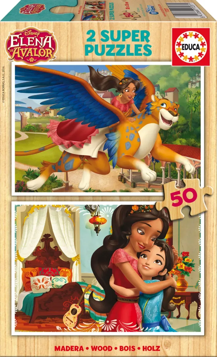Puzzle 2 Puzzles en Bois - Elena d'Avalor - 26 à 50 pièces van Educa – doos
