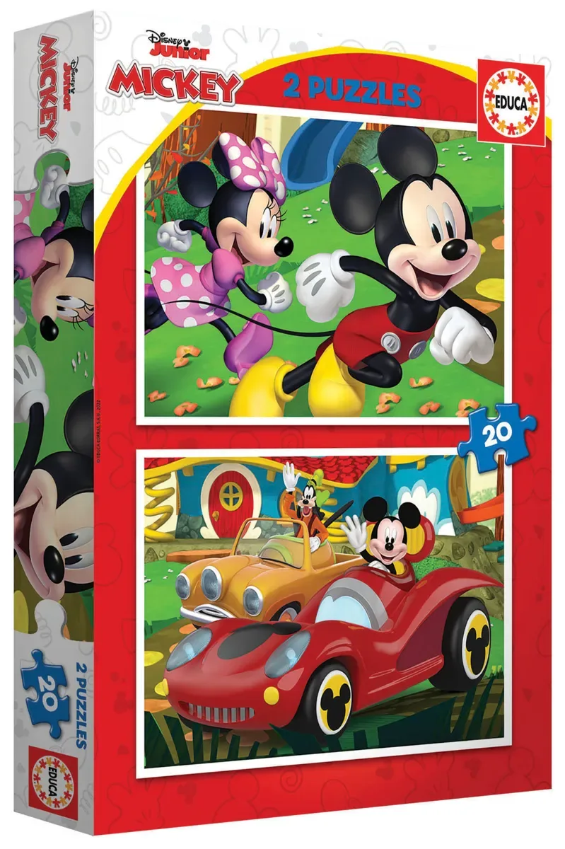 Puzzle 2 Puzzles Mickey Mouse - Fun House - 10 à 25 pièces van Educa – doos