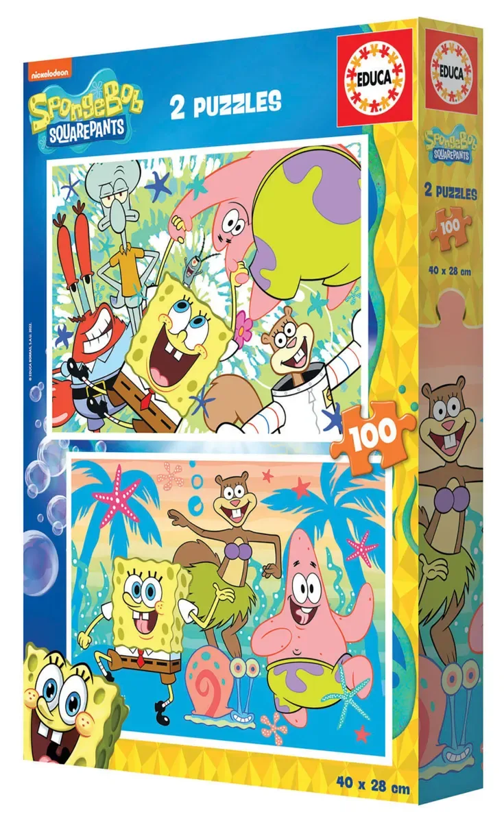 Puzzle 2 Puzzles - Sponge Bob - 100 à 149 pièces de Educa – boîte