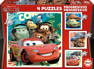 Puzzle 4 Puzzles Progressifs - Cars 2 - 10 à 25 pièces von Educa – Schachtel 1 von 2