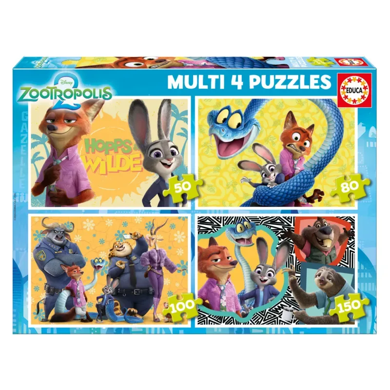 Puzzle 4 Puzzles - Zootopia 2 - 26 à 50 pièces van Educa – doos