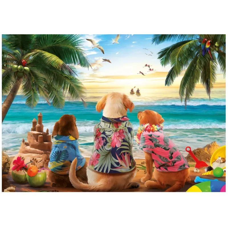 Puzzle Chiens sur la plage - 1000 pièces van Educa – doos