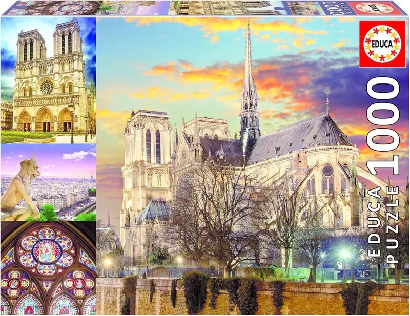 Puzzle. Notre Dame Collage 1000 Teile van Educa, editie Meerkleurig – doos