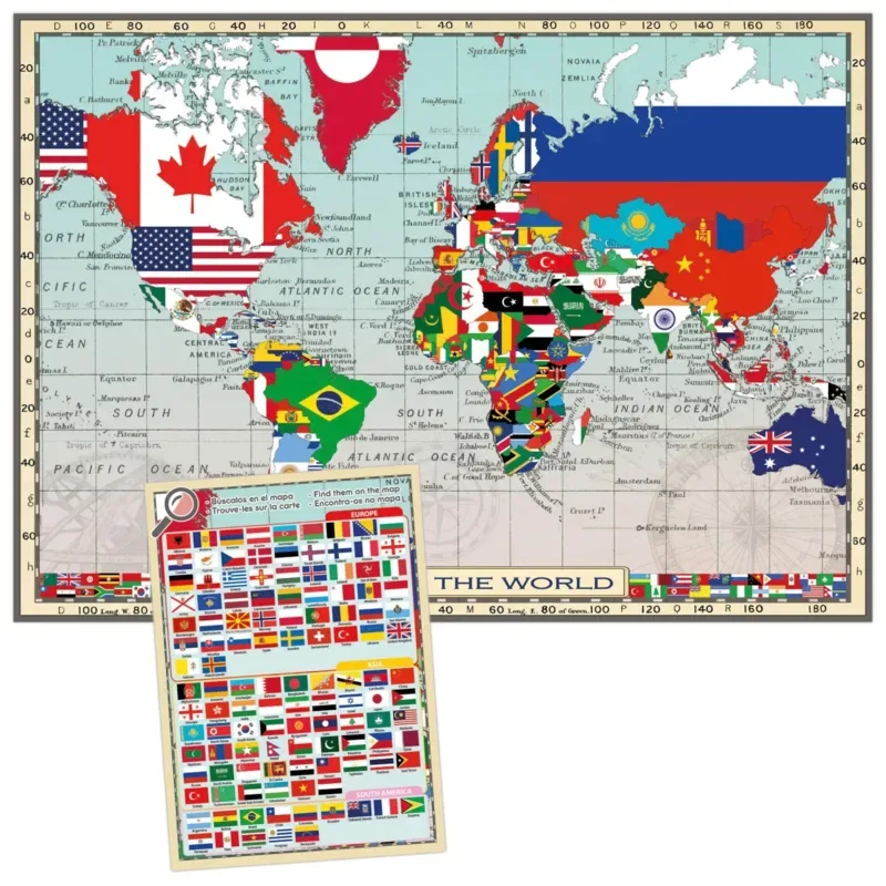 Puzzle Pièces XXL - GeoPuzzles - Drapeaux du Monde - 150 à 199 pièces van Educa – doos
