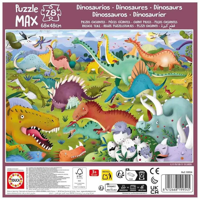 Puzzle XL 28 Dinozaury - Puzzel XL 28 Dinosaurussen van Educa, editie Meerkleurig – doos 4 van 4