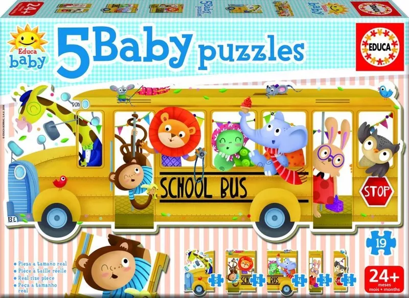 Schoolbus puzzel van 19 stukjes van Educa, editie Meerkleurig – doos