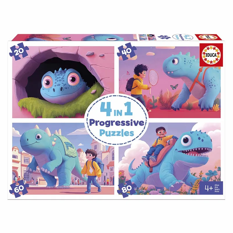 Set van 4 Puzzels - Friendly Dinosaurs from Educa, Multicolour edition – box