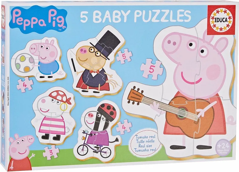 Set van 5 Puzzels Peppa Pig van Educa, editie Kleurrijk – doos