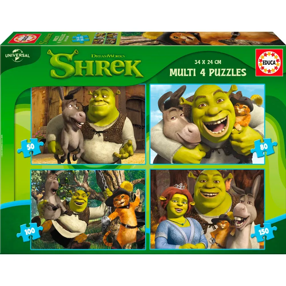 Shrek Pussel 50-80-100-150 Bitar från Educa – kartong