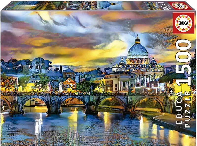 St. Peter s Basilica and St. Angelo Bridge 1500 stukjes Puzzel from Educa, Multicolour edition – box