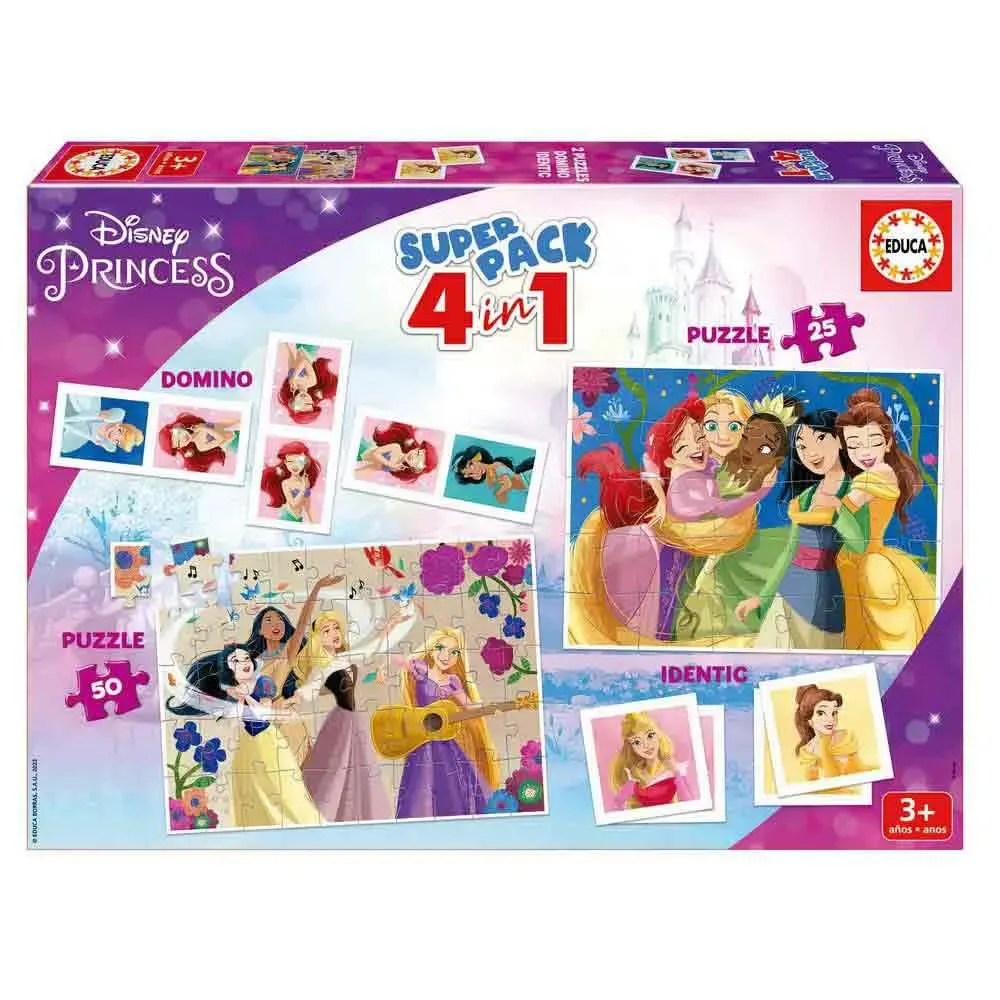Superpack 4-i-1 Disney Prinsesspussel från Educa – kartong