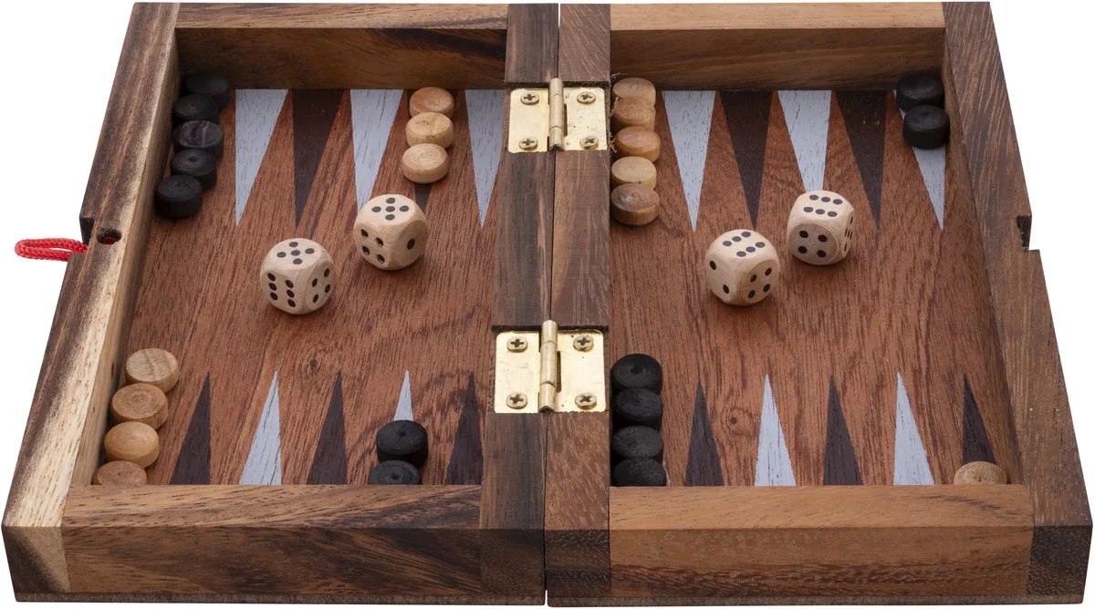 Schaak/Backgammon Opklapbaar Klein – Houten 2-in-1 Bordspel – Schaakspel & Backgammon – Klassiek Strategiespel – 2 Spelers – Compact Reisformaat – Engelhart de Engelhart – boîte