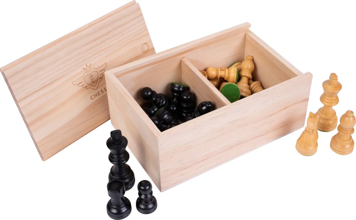 Schaakstukken Set No. 4 – Acacia Hout & Vilt – Lood Verzwaard – Koningshoogte 82 mm – Klassieke Schaakset Stukken – Engelhart de Engelhart, édition Noir – boîte