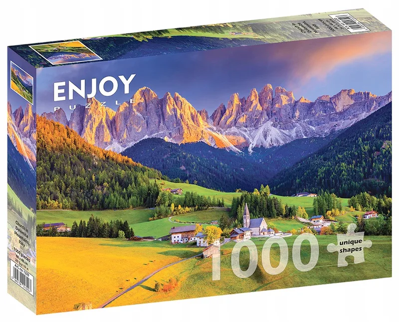 1000-delige Puzzel: Kerk in de Dolomieten, Italië von Enjoy Puzzle, Ausgabe Mehrfarbig – Schachtel