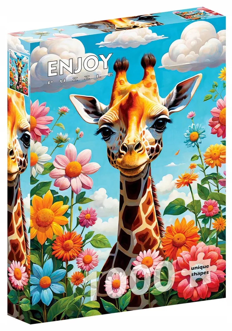 1000-delige Puzzel: Schattige Giraffe, Levendige Kleuren fra Enjoy Puzzle, Flerfarvet-udgave – æske