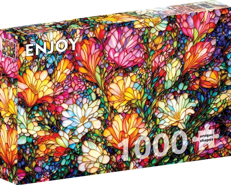 Abstract Stained Glass Flower Garden (1000). de Enjoy Puzzle, édition Multicolore – boîte