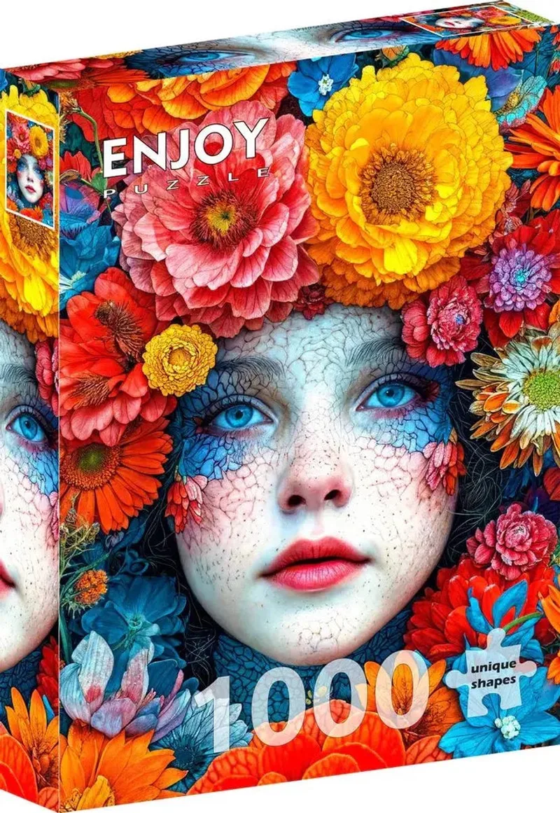 bloemen puzzel 1000 stukjes kleurrijk karton. fra Enjoy Puzzle, Flerfarvet-udgave – æske