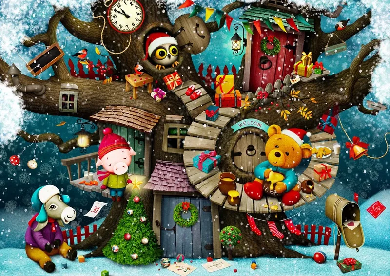 kerst legpuzzel Fairy Tale Christmas - 1000 stukjes puzzel. de Enjoy Puzzle, édition Multicolore – boîte