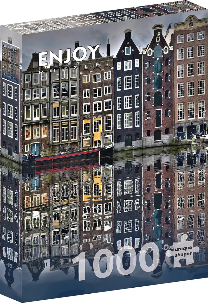 legpuzzel Amsterdam grachtenpanden - 1000 stukjes. van Enjoy Puzzle, editie Meerkleurig – doos