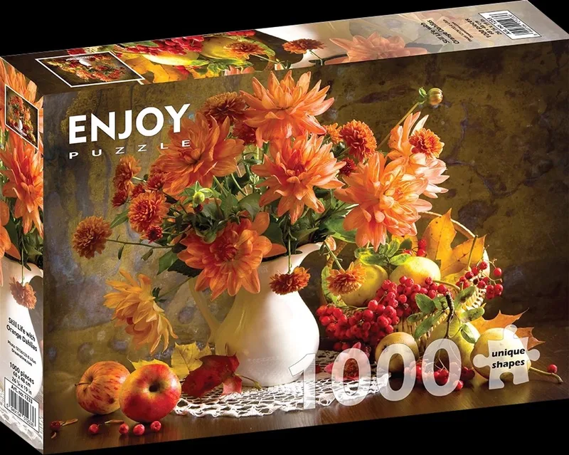 legpuzzel bloemen 1000 stukjes oranje dahlia's volwassenen. van Enjoy Puzzle, editie Meerkleurig – doos