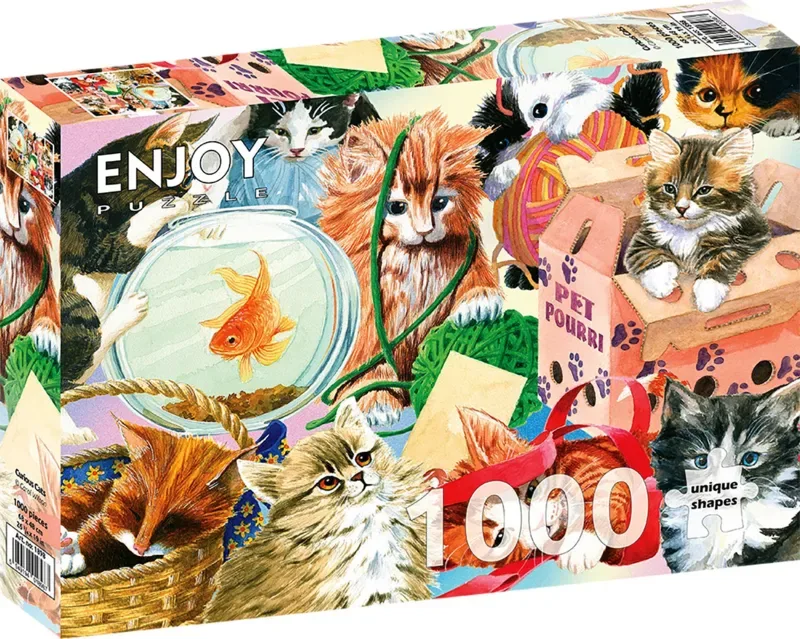legpuzzel Curious Cats - 1000 stukjes kattenpuzzel. de Enjoy Puzzle, édition Multicolore – boîte 2 sur 2