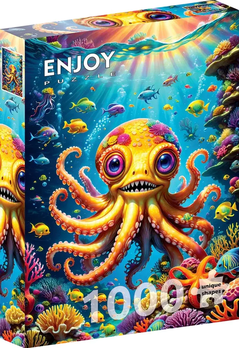 legpuzzel Cute Octopus - 1000 stukjes kleurrijk onderwaterplezier. van Enjoy Puzzle, editie Meerkleurig – doos
