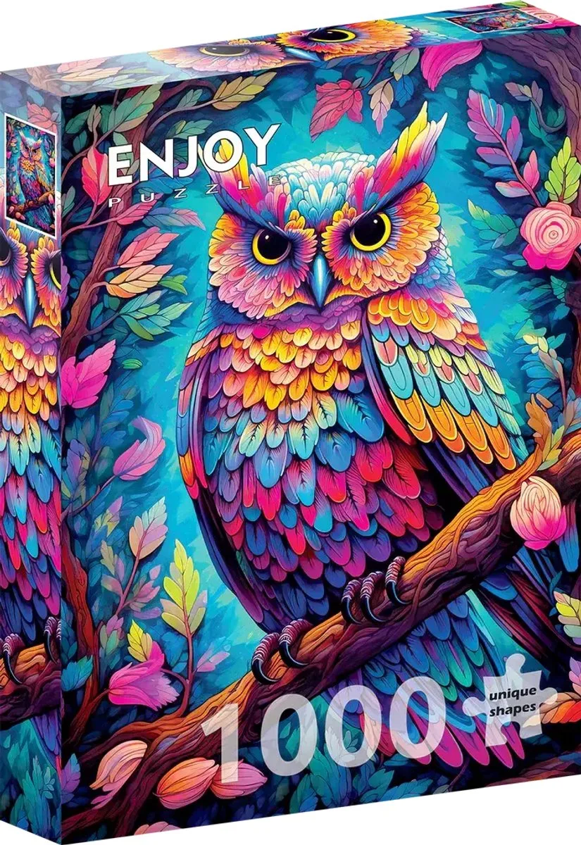 legpuzzel Dazzling Owl - 1000 stukjes puzzelplezier. de Enjoy Puzzle, édition Multicolore – boîte