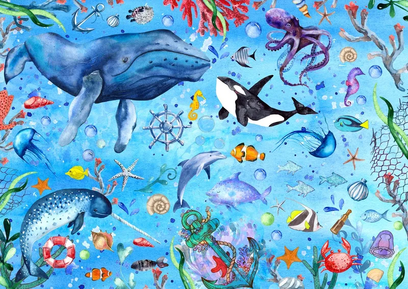 legpuzzel Deep Blue Sea - 1000 stukjes volwassenen. van Enjoy Puzzle, editie Meerkleurig – doos
