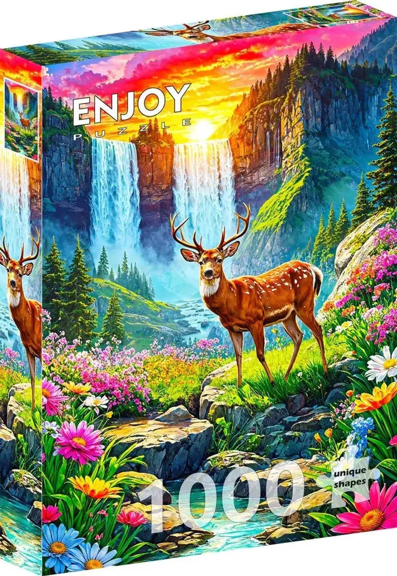 legpuzzel Deer Paradise 1000 stukjes dieren. de Enjoy Puzzle, édition Multicolore – boîte