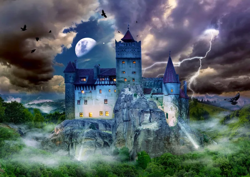legpuzzel Dracula's kasteel 1000 stukjes horror. van Enjoy Puzzle, editie Meerkleurig – doos