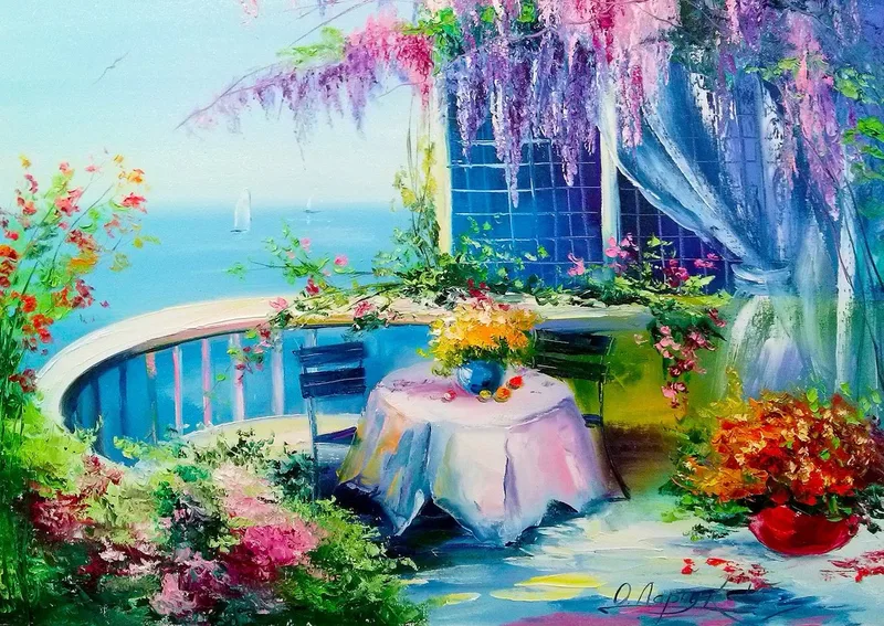 legpuzzel Flowering Balcony - 1000 stukjes puzzel. van Enjoy Puzzle, editie Meerkleurig – doos