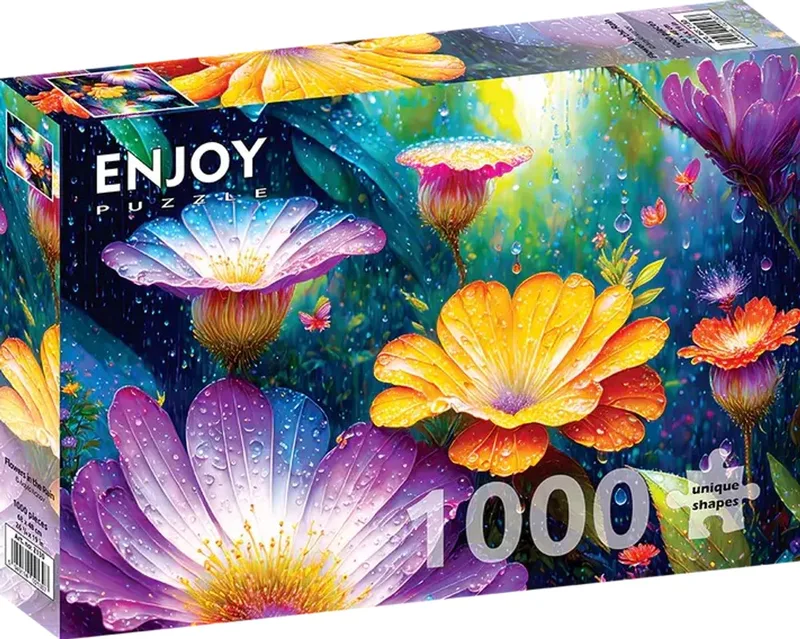 legpuzzel Flowers in the Rain - 1000 stukjes volwassenen. van Enjoy Puzzle, editie Meerkleurig – doos