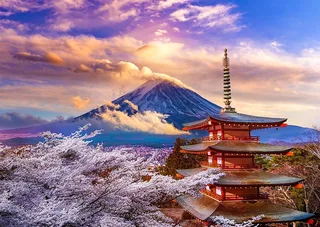 legpuzzel Fuji Mountain in Spring Japan - 1000 stukjes. fra Enjoy Puzzle, Flerfarvet-udgave – æske 1 af 3