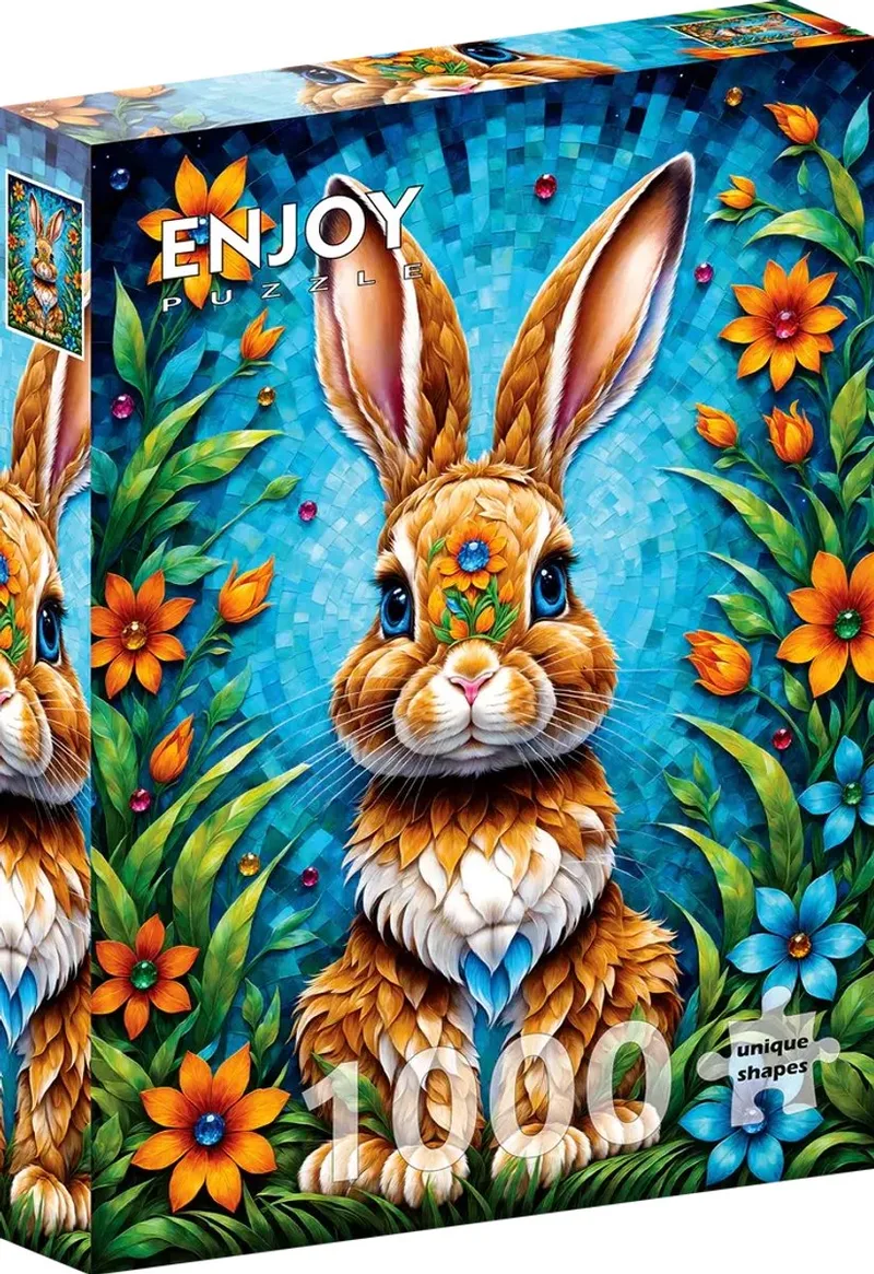legpuzzel Garden Bunny - 1000 stukjes dierenpuzzel. van Enjoy Puzzle, editie Meerkleurig – doos